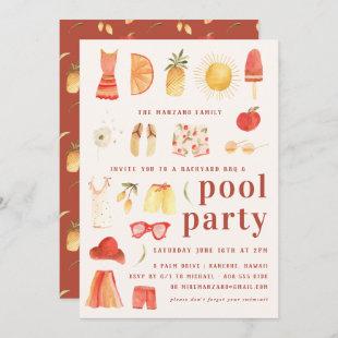Retro Summer | Pool Party Invitation