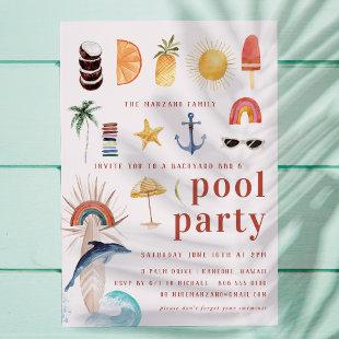 Retro Summer Surf | Pool Party Invitation