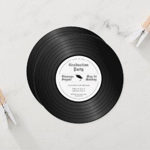 Retro unique vinyl record graduation party invitation