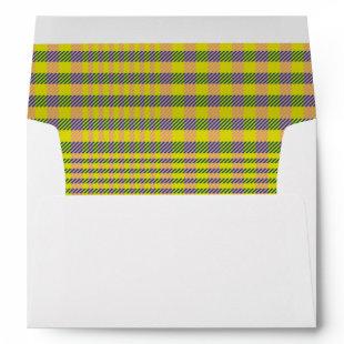Retro Vibrant Yellow Plaid Pattern Graduation  Inv Envelope