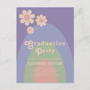 Retro Vintage 70s Pastel Colors Graduation Party Invitation Postcard