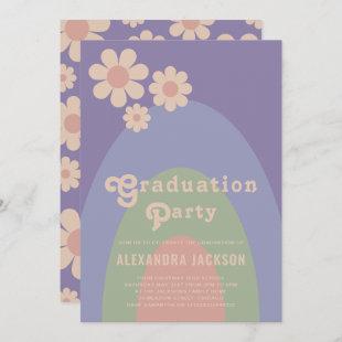 Retro Vintage Floral Pastel Graduation Party Invitation