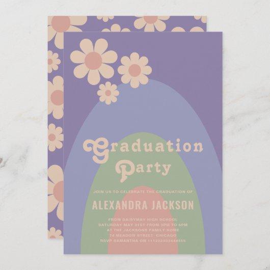 Retro Vintage Floral Pastel Graduation Party Invitation