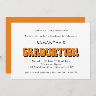 Retro Vintage Orange Typography Graduation Party Invitation