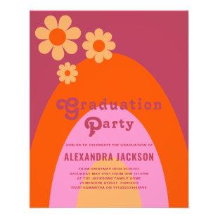 Retro Vintage Pink Orange Graduate Party Budget Flyer