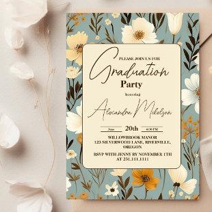 Retro Wildflower 2024 Graduation  Party Invitation