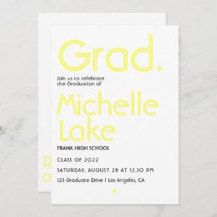 Retro Yellow Typography Graduation Party Invitation
