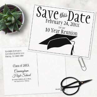 Reunion Class Save The Date  Black Graduation Cap Postcard
