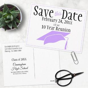 Reunion Class Save The Date  Violet Graduation Cap Postcard