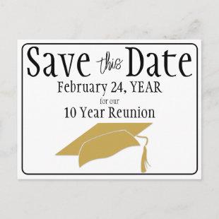 Reunion Save The Date Black White Gold QR Code Postcard
