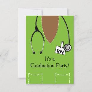 RN Black Nurse Graduation Invitation Scrub #37