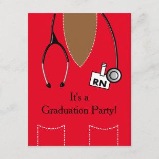 RN Black Nurse Graduation Invitation Scrub #44