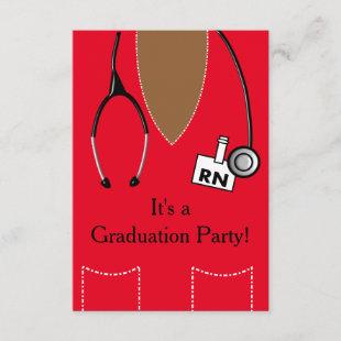 RN Black Nurse Graduation Invitation Scrub #49