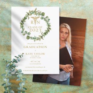 RN Nursing Elegant Garland Photo Graduation Party Invitation