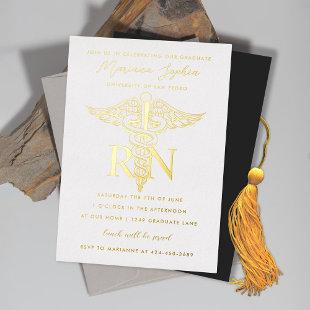 RN Nursing Graduation Gold Foil Invitation