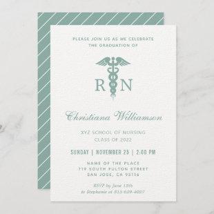RN Registered Nurse Caduceus Minimalist Graduation Invitation