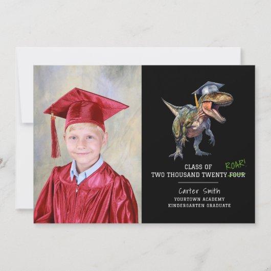 Roar Class of 2024 Dinosaur Graduation Photo Black Card