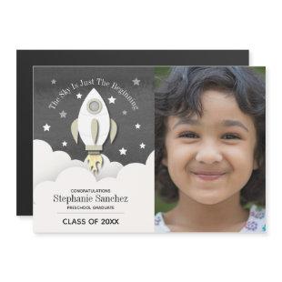 Rocket Outer Space Graduation Photo Magnetic Invitation