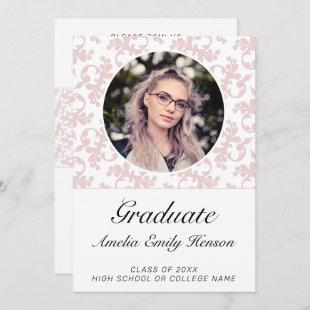 Rococo Pink Graduate Photo Graduation Invitation