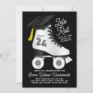 Roller Skate Graduation Party Invitation Black