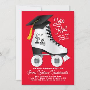 Roller Skate Graduation Party Invitation Red