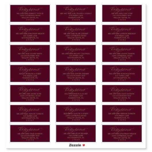 Romantic Burgundy and Gold Guest Address Labels