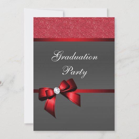 Romantic Red & Black Graduation Party      Invitation