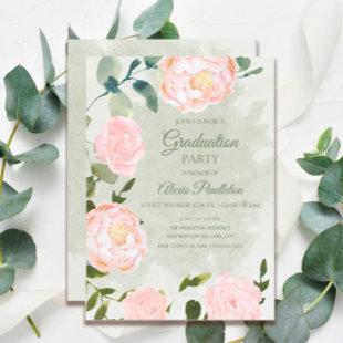 Romantic Springtime Blush Floral Graduation Party Invitation