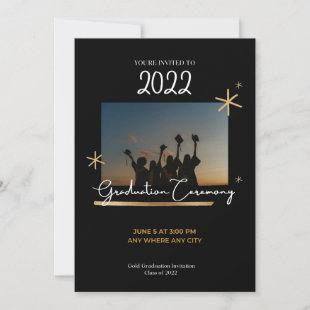 Rose Gold Balloon Font Class Of 2022 Graduation Invitation
