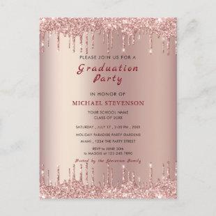 Rose Gold Blush Drips Your Graduation Party Invite
