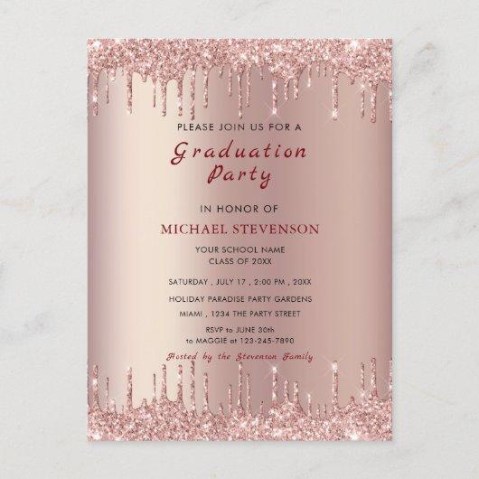 Rose Gold Blush Drips Your Graduation Party Invite