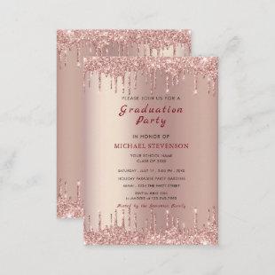 Rose Gold Blush Glitter Graduation Party Invite