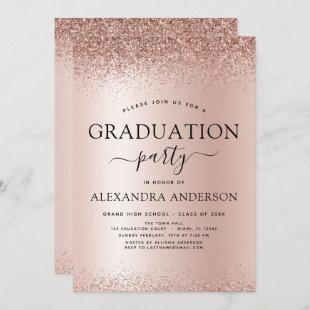Rose Gold Blush Pink 2022 Graduation Party Glitter Invitation