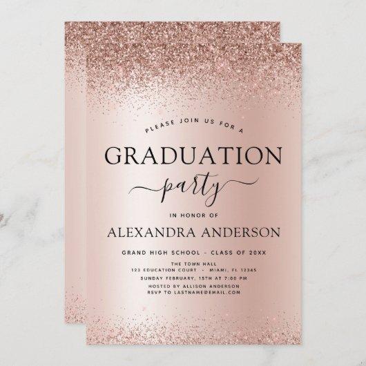 Rose Gold Blush Pink 2023 Graduation Party Glitter Invitation