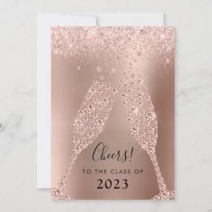 Rose Gold Blush Pink Champagne Graduation Party Invitation