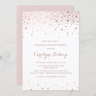 Rose Gold Confetti Dots Graduation Party Invitation