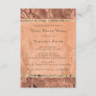 Rose Gold Copper Bridal 16th Silk Metallic Bronze Invitation