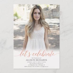 Rose gold elegant graduation party invitation