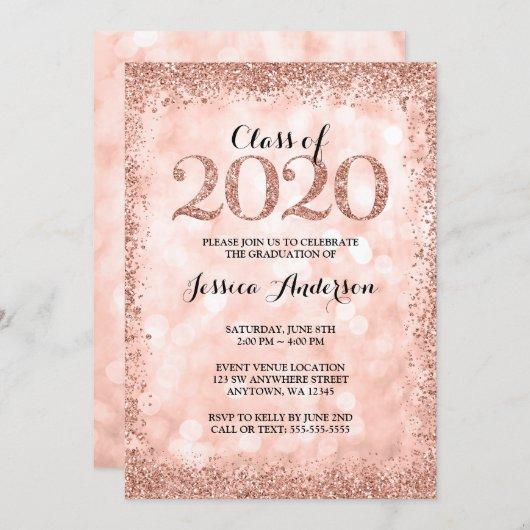 Rose Gold Faux Glitter Lights 2020 Graduation Invitation
