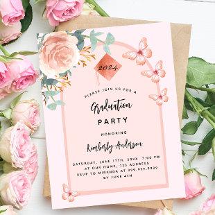 Rose gold floral arch budget Graduation Party