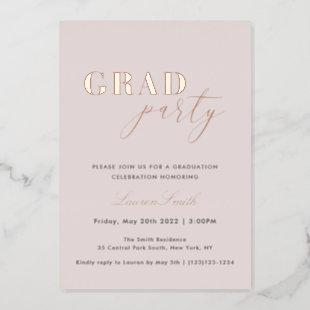 Rose Gold Foil Photo Graduation Party Foil Invitation