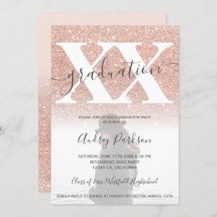 Rose gold glitter blush pink graduation photo invitation