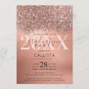 Rose Gold Glitter Confetti Metallic Graduation Invitation