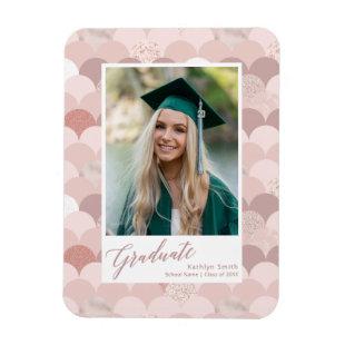 Rose Gold Glitter Girl Trendy Graduation Photo Magnet