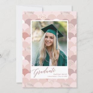 Rose Gold Glitter Girl Trendy Photo Graduation Announcement