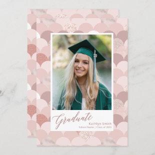 Rose Gold Glitter Girl Trendy Photo Graduation Invitation