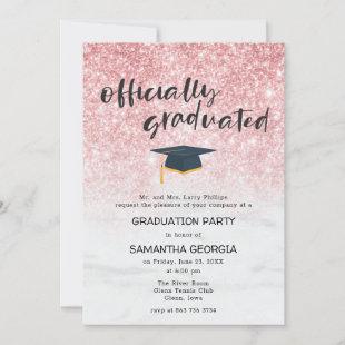 Rose Gold Glitter Ombre Luxury Graduation Party Invitation