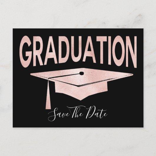Rose Gold Graduation Cap Save The Date Postcard