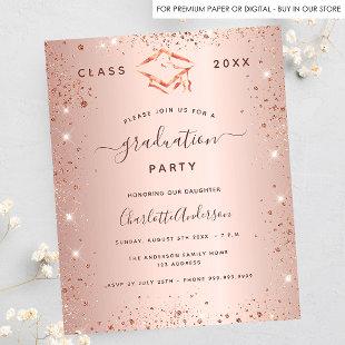 Rose gold graduation party 2023 budget invitation flyer