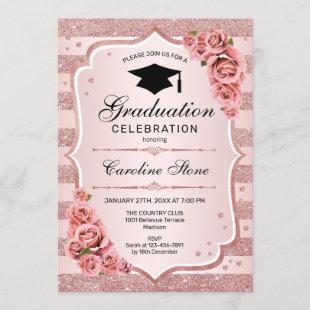 Rose Gold Graduation Party Invitation